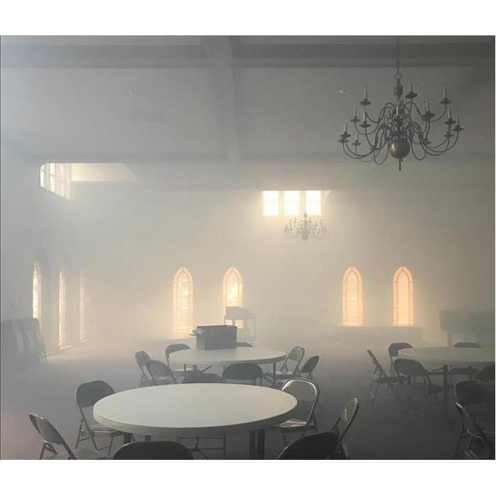 Thermal Fogging used to eliminate smoke smell from church fire